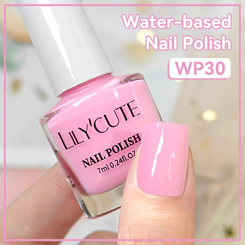 LILYCUTE 7ml Water-Based Nail Polish 40 Colors Long Lasting Quick Drying No Need of Lamp to Cure Nail Supplies For Nail Manicure