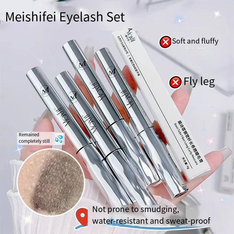 Waterproof Metallic Tube Mascara Black/Brown Silk Fiber Long Curling Non-Clumping Eyelash Extensions Spiral Makeup for Eyes