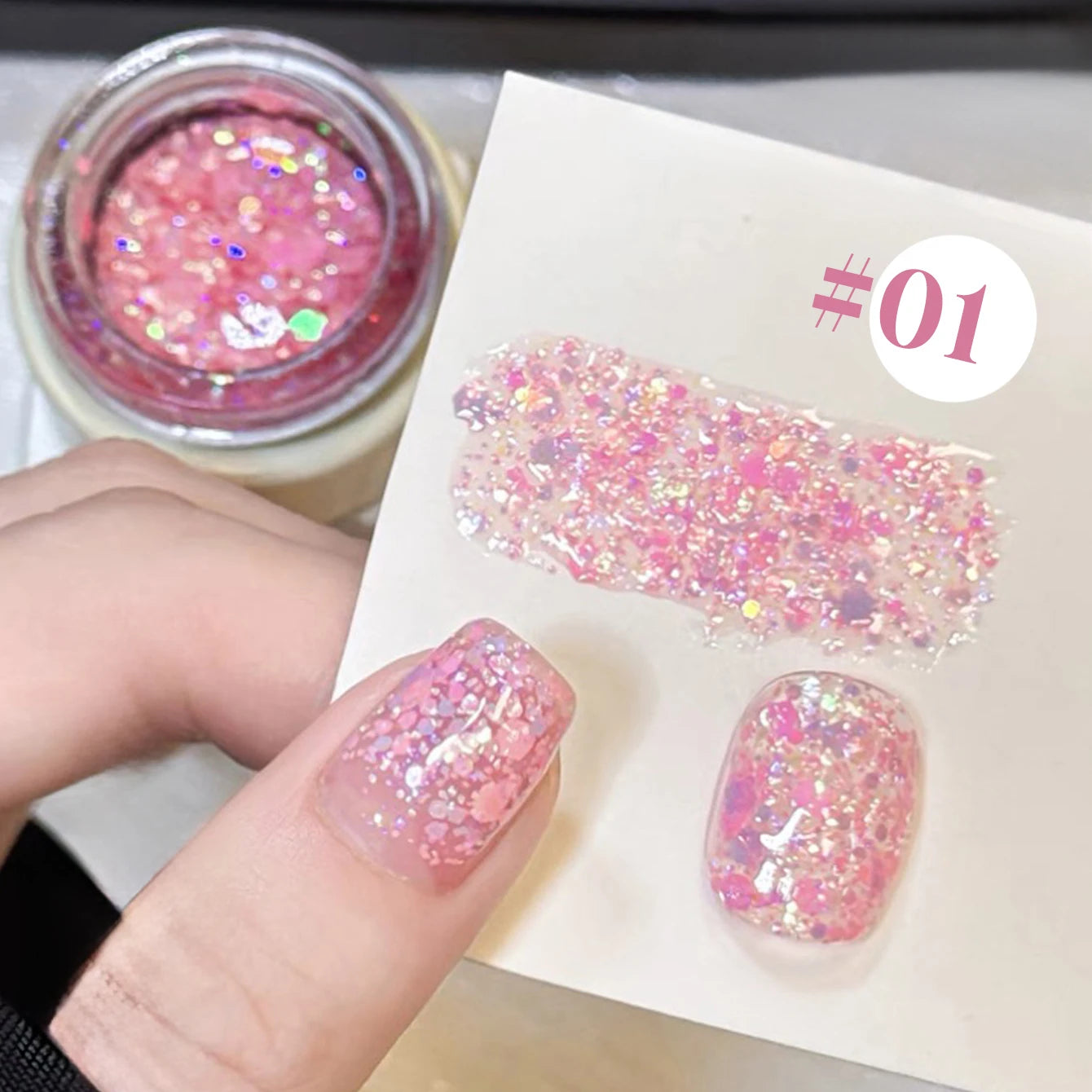 MIANEL 1-12PCS Star-chasing Moon-chasing Gel Nail Polish 2026 Popular Whitening Strobe Sequin Flashing Nail Polish White Nails