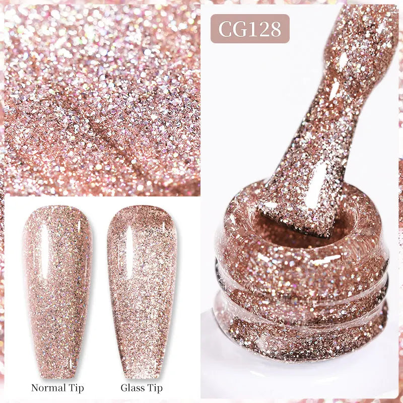 BORN PRETTY 10ml Sparkling Glitter Reflective Gel Nail Polish Sparkly Holo Shiny Pink Silver Black Gel Nail Art Salon Varnish