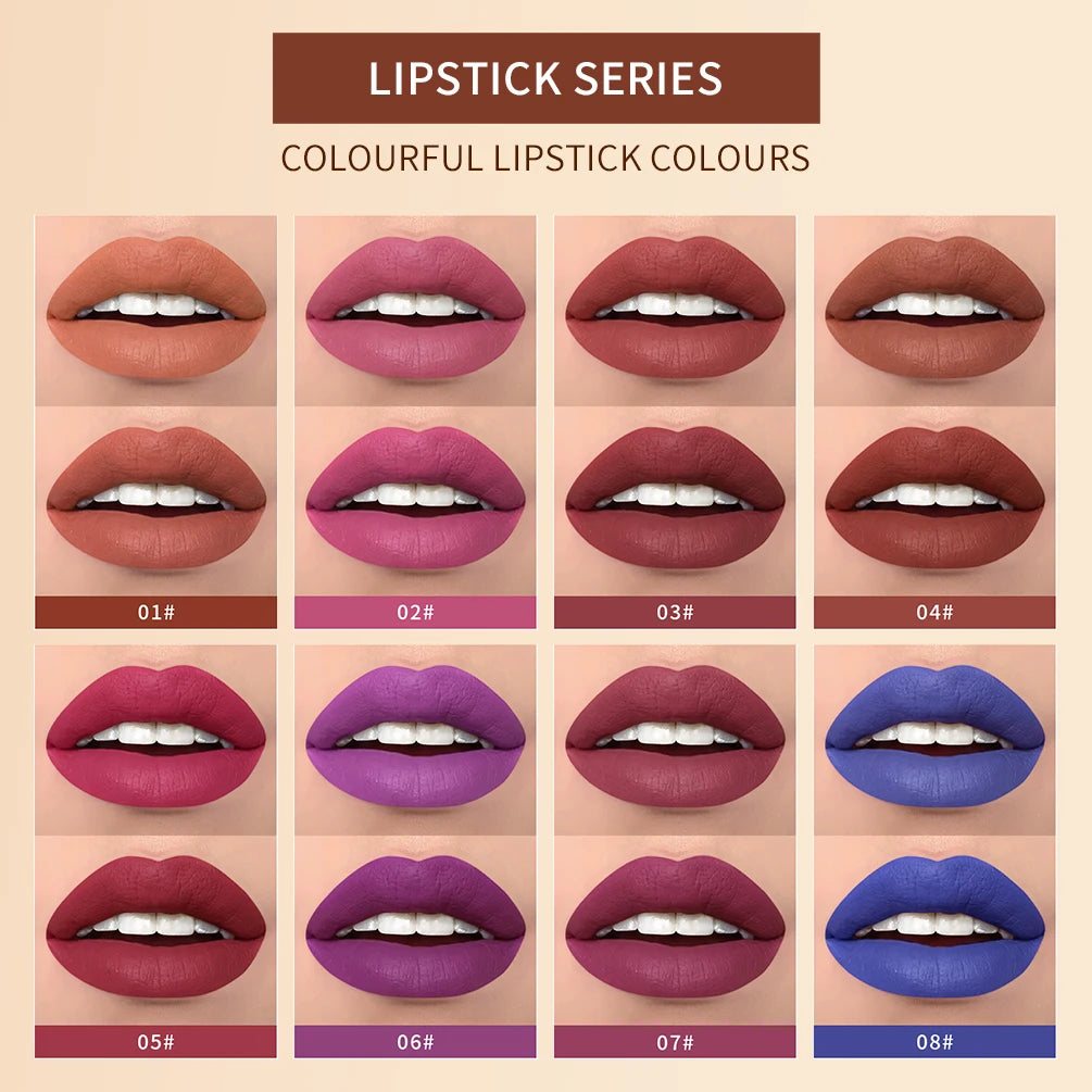 QIBEST 2 In 1 Matte Lipstick Lip Gloss Makeup Double Head Lip Satin Sexy Red Purple Lipgloss Long Lasting  Lip Tint Makeup