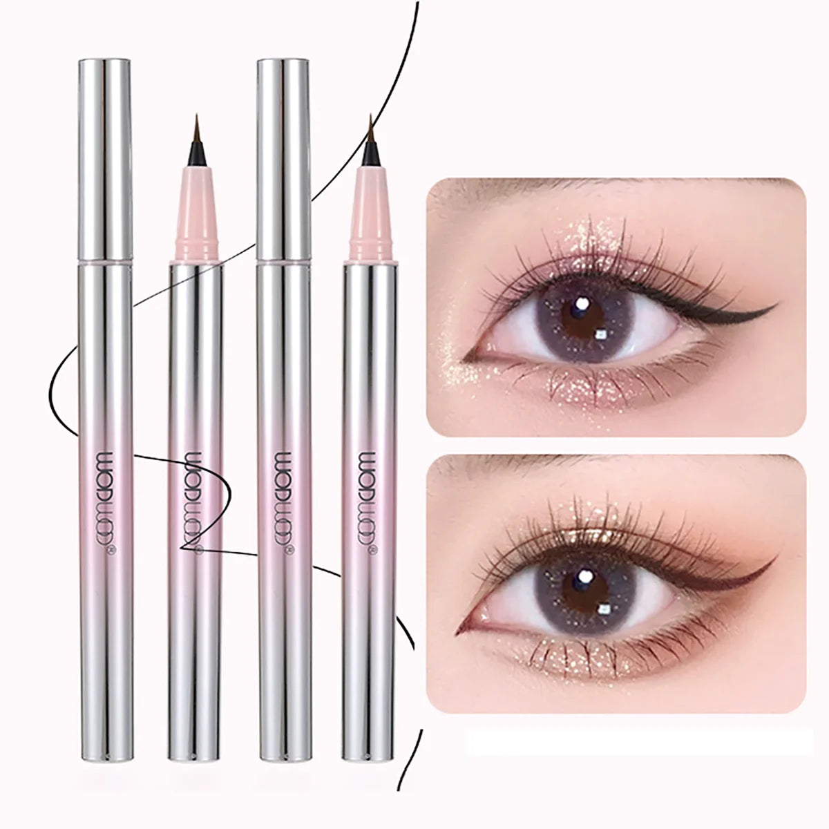 All-in-One Waterproof Eyeliner Pen - Smudge-Proof for Eyebrows, Eyeliner, Lower Lashes & Silkworm Makeup