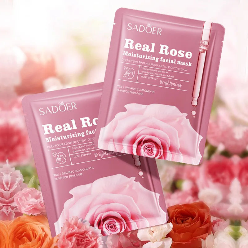 10pcs SADOER Fruit Floral Fragrance Face Mask Moisturizing Firming Hydrating Chamomile Blueberry Facial Masks For Face Skin Care
