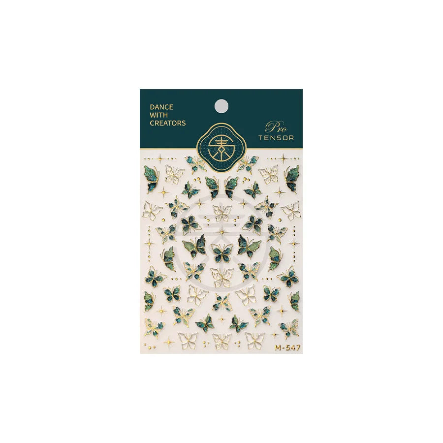 Golden Thread Butterfly Jelly Series Nail Art Stickers High Quality New Bronzing DIY Manicure Decal Decoration