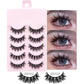 DINGSEN 5 Pairs Manga Lashes Eyes Lashes Soft Natural Long Eyelashes Fake Lashes Anime Wispy Strip False Eyelashes Makeup