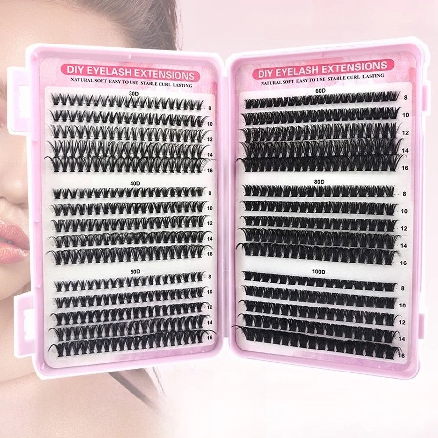 Thick & Fluffy DIY Cluster Lashes 30D/100D Mixed Density Mixed Length Individual Eyelash Extension