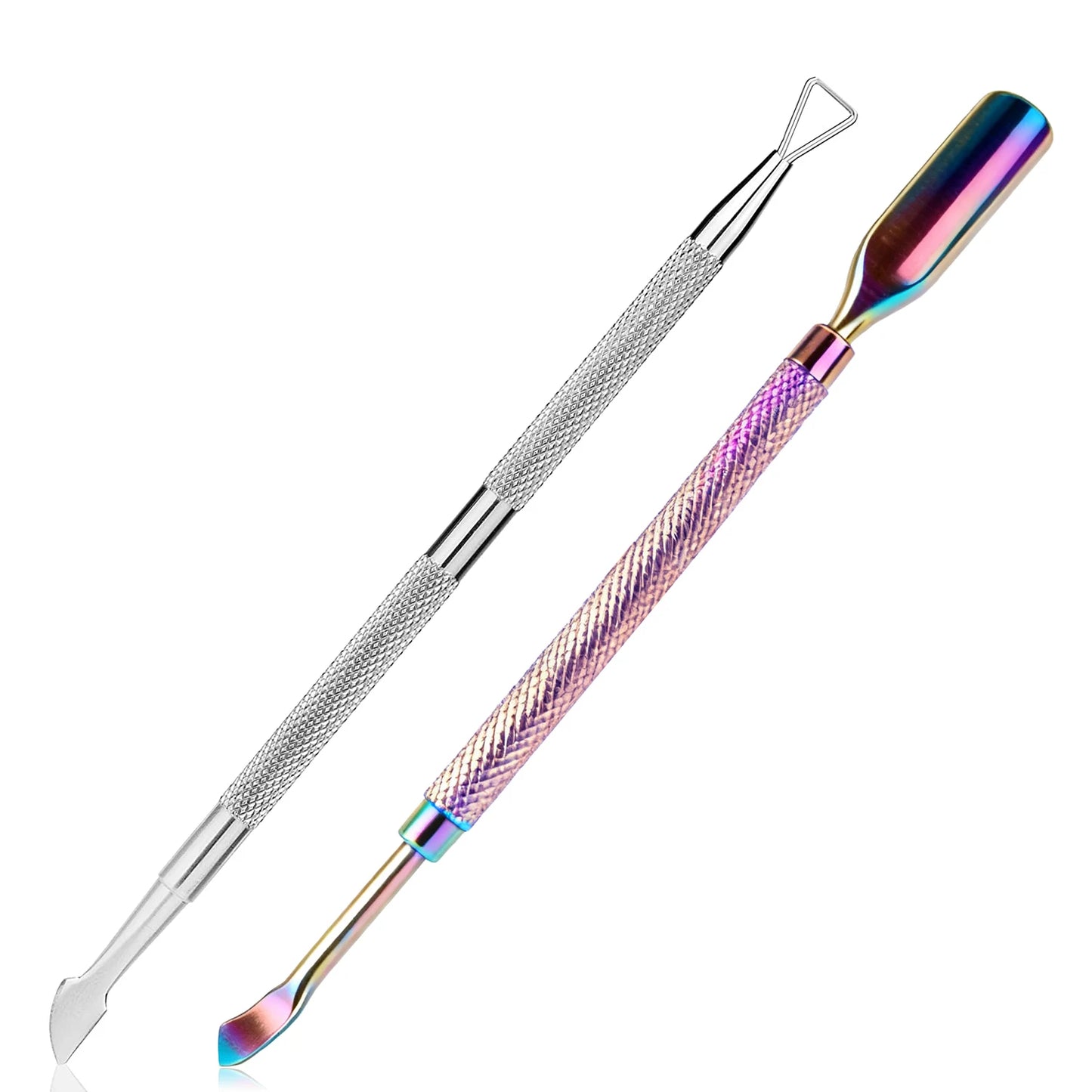 Cuticle Pusher and Cutter Set, Triangle Cuticle Nail Pusher Peeler Scraper, Professional Grade Stainless Steel Cuticle Remover
