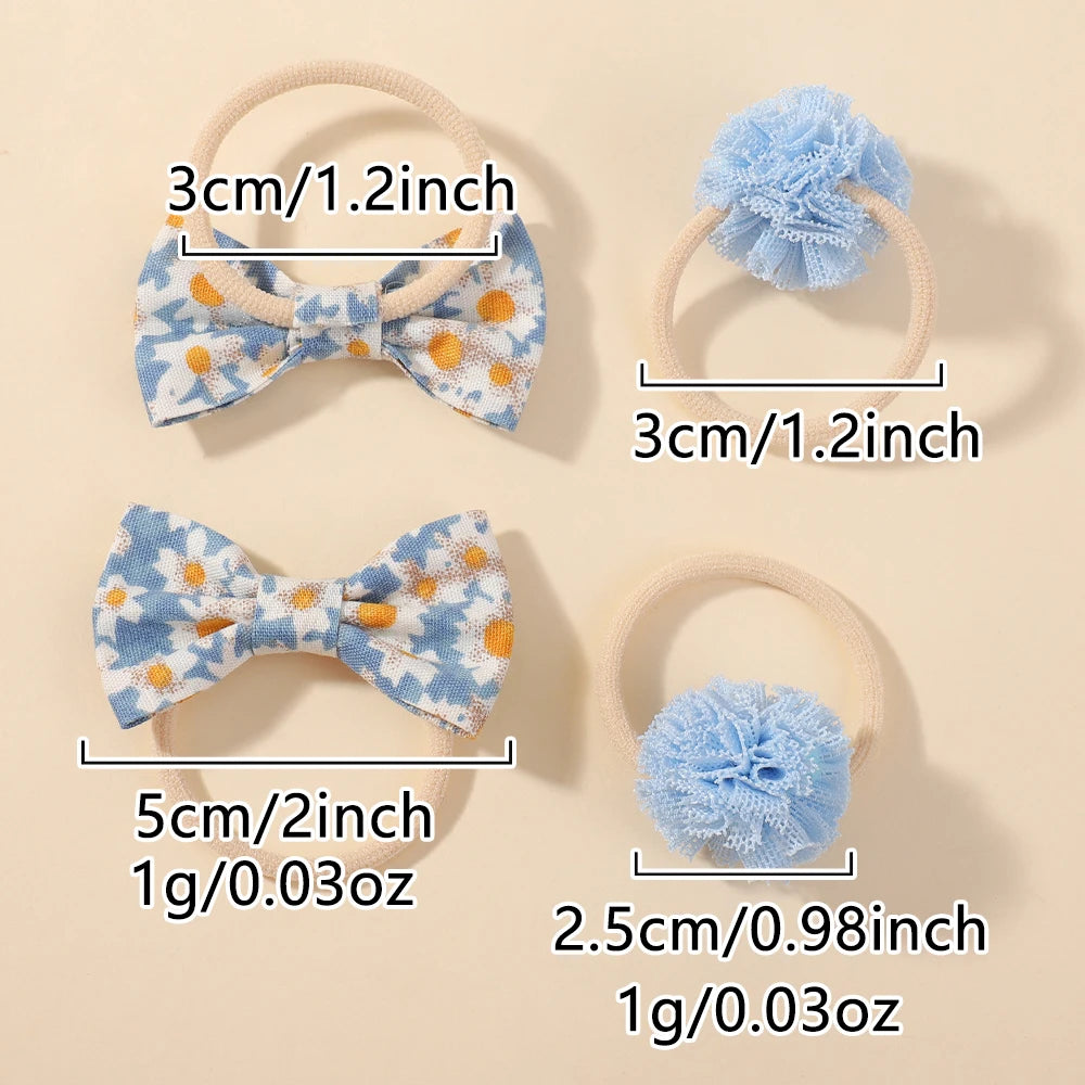 10Pcs/Lot Sweet Hair Band for Baby Girls Hair Ties Bows Elastic Rubber Band Flower Small Ball Scrunchies Kids Hair Accessories