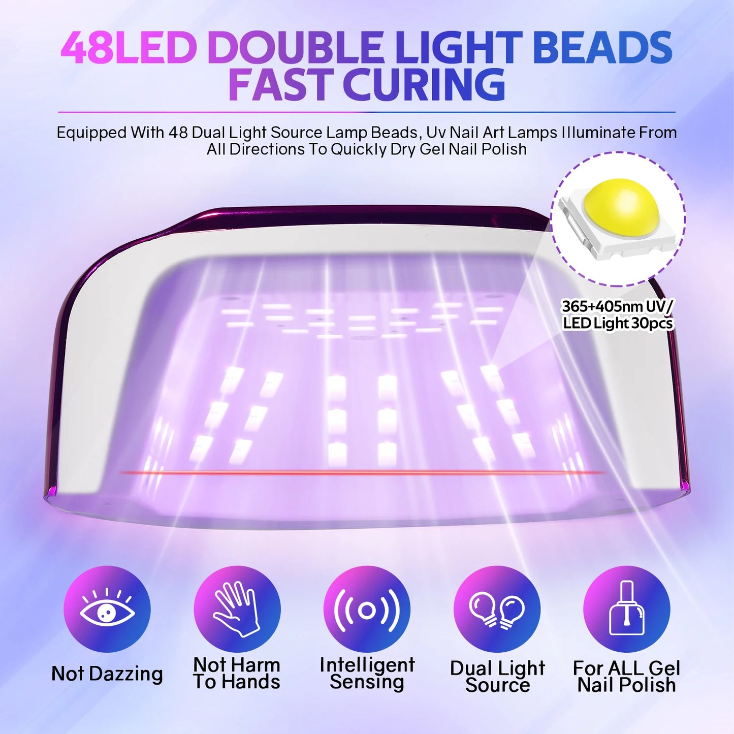 200W Rechargeable UV LED Nail Lamp Cordless Nail Dryer with 3 Timer Settings and Smart Sensor for Home & Salon to Curing All Gel