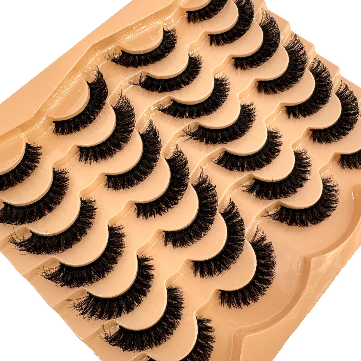 AMSDCN 14 Pairs 3D Lashes Fluffy False Eyelashes Thick Volume Cat-Eye Faux Lashes Natural Long Wispy Lashes Extension Pack
