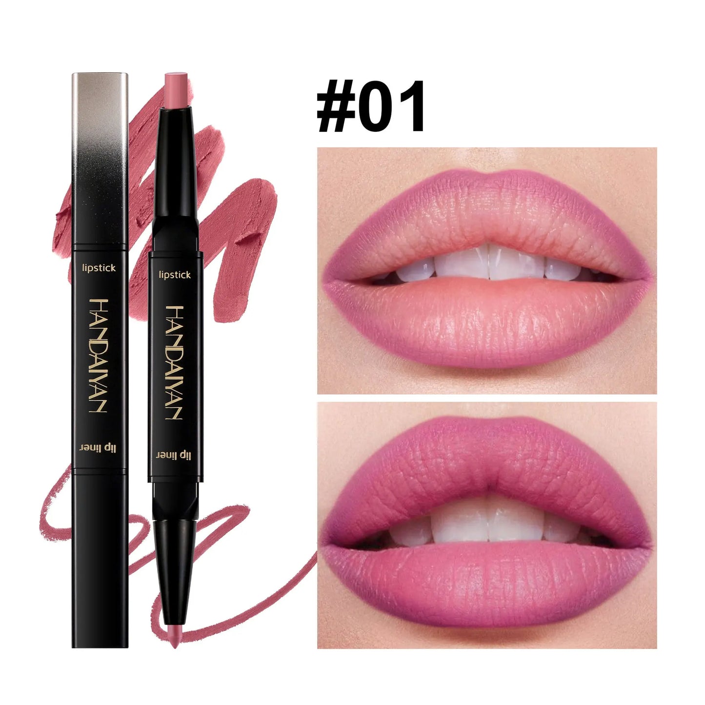2 In 1 Matte Lipstick Pencil Double Head Lip Liner Pen Red Nude Long Lasting Waterproof Lady Charming Lip Pencil Makeup Tools