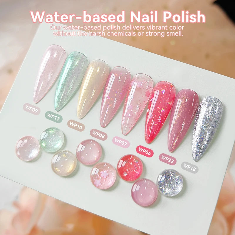 LILYCUTE 7ml Dark Red Nail Polish Water-based Colorful Glitter Sequins Air Dry No Need Cure Nail Art Supplies Gorgeous Color