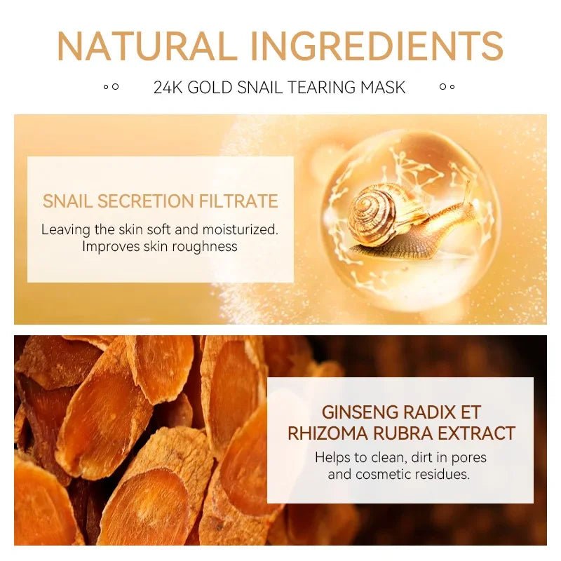 LAIKOU 24K Gold SNAIL TEARING   Mask Deep Cleansing Remove Blackhead Face Care 50g