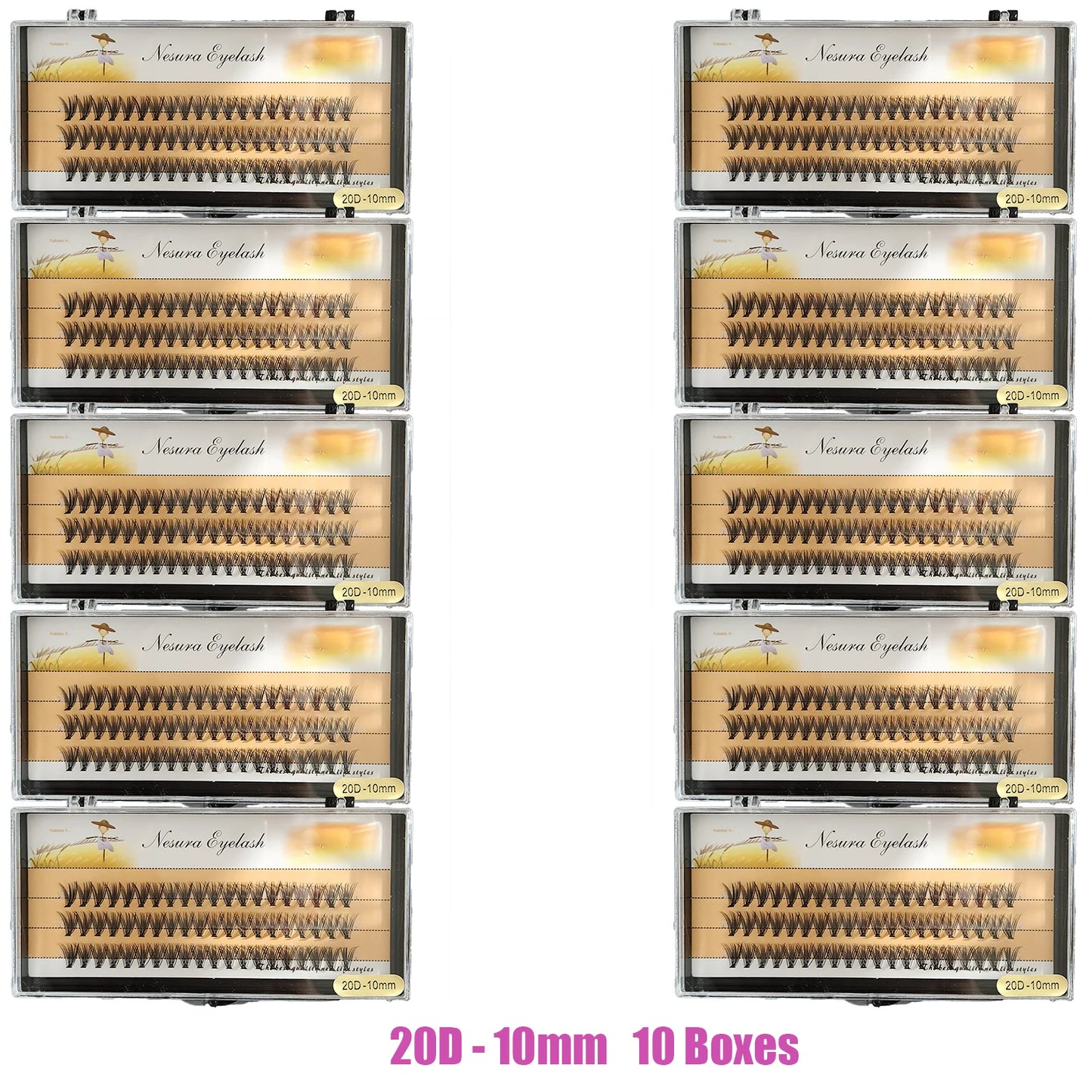 Sackvis10pcs/lot Cluster Eyelashes 3 Rows 10D/20D/30D/40D Natural Style Individual Eyelash Bundles Handmade Supplier