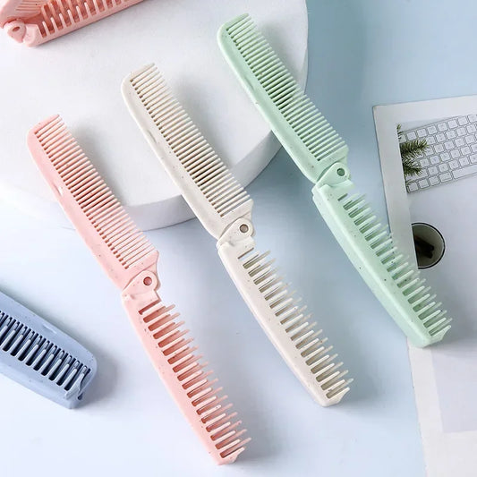 1pcs Portable Folding Comb Hair Brush Anti-static Travel Hair Brush Wheat Straw Folding Hairdressing Styling Beauty Tool