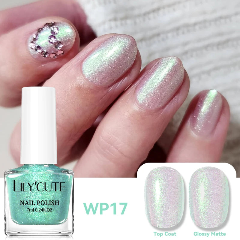 LILYCUTE 7ml Dark Red Nail Polish Water-based Colorful Glitter Sequins Air Dry No Need Cure Nail Art Supplies Gorgeous Color