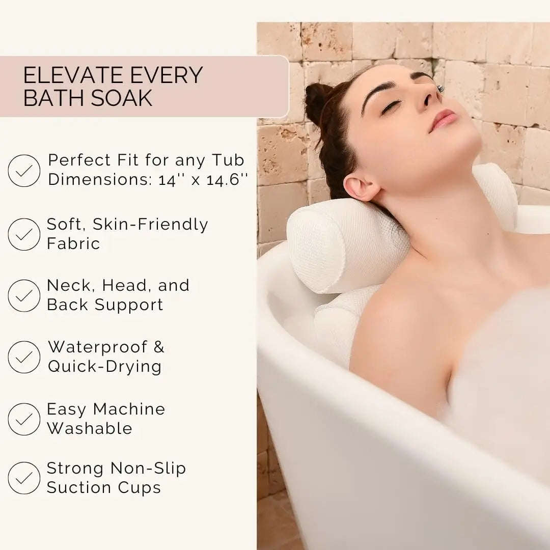 Bathtub Pillow for Neck and Shoulder Spa Bath Cushion Pillow for Tub Neck and Back Support Bath Accessories for Women Headrest