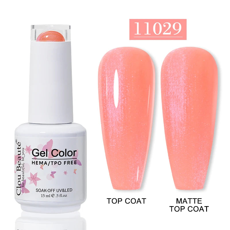 Clou Beaute Glitter Gel Nail Varnishes Winter Color Sparkling Sequins Soak Off UV LED Varnish Nail Art Decoration Base Top Coat