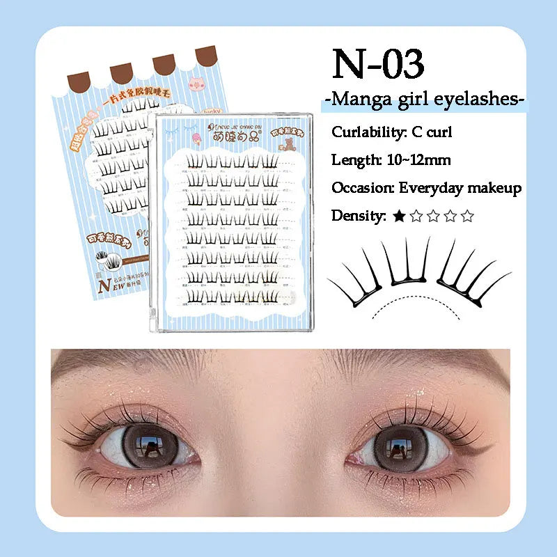 Ultra-thin Noglue Lashes Zero-touch False Eyelashes Natural Eyelash Clusters Lashes with Eyelash Glue Self Adhesive Eyelashes