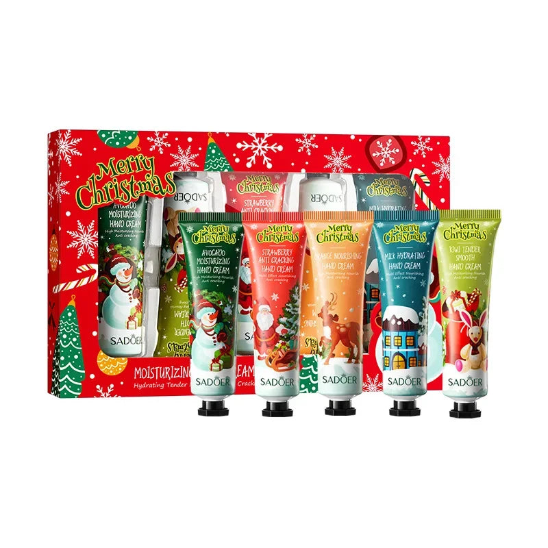 SADOER Gift Box Christmas Fragrance Moisturizing Hand Cream Set Lipstick Souvenir Moisturizing Anti-Drying Girl Holiday Gift
