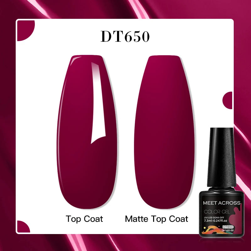 MEET ACROSS 160 Colors 7.3ml Gel Nail Polish Vernis Glitter Sparkly Semi Permanent Soak Off LED UV Gel Varnish Nail Art Manicure