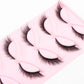 5 Pairs Fluffy False Eyealshes Fox Cat Eye Lashes Winged False Eyelashes Fox Eye Faux Mink Eyelashes Silk Lashes Makeup