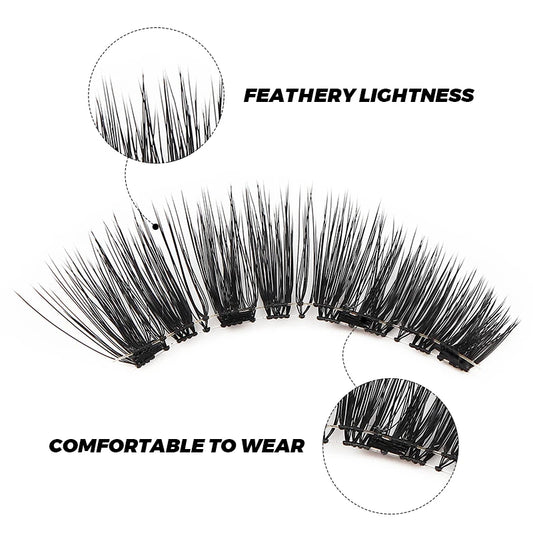 DINGSEN Magnetic Eyelashes 3D Natural False Eyelashes Reusable 4pcs Magnet Clip Set Lashes Extension makeup Tweezers Lash Set