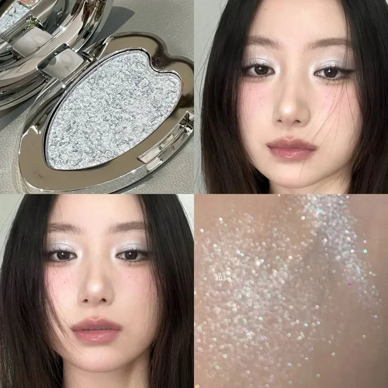 Smoked Green Eyeshadow Metallic Pearlescent Glitter Eye Shadow Chameleon Plate Diamond Brightening Highlight Eye Makeup Cosmetic