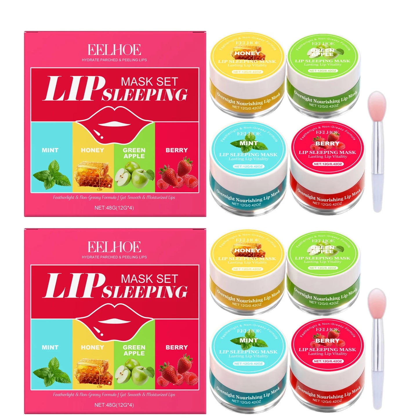 Four-Flavor Repair Sleep Lip Mask Effectively Removing Dead Skin Relieving Dry Lip Improving Rough Texture Moisturizing Lip Mask