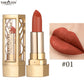 12 Color Gold Tube Lipstick Matte Pearlescent Glitter Shiny Velvet Lipsticks Red Brown Waterproof Lasting Solid Lip Gloss Makeup