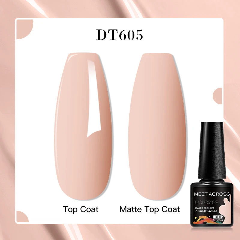 MEET ACROSS 160 Colors 7.3ml Gel Nail Polish Vernis Glitter Sparkly Semi Permanent Soak Off LED UV Gel Varnish Nail Art Manicure