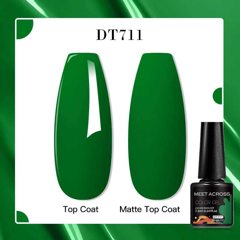 MEET ACROSS 160 Colors 7.3ml Gel Nail Polish Vernis Glitter Sparkly Semi Permanent Soak Off LED UV Gel Varnish Nail Art Manicure