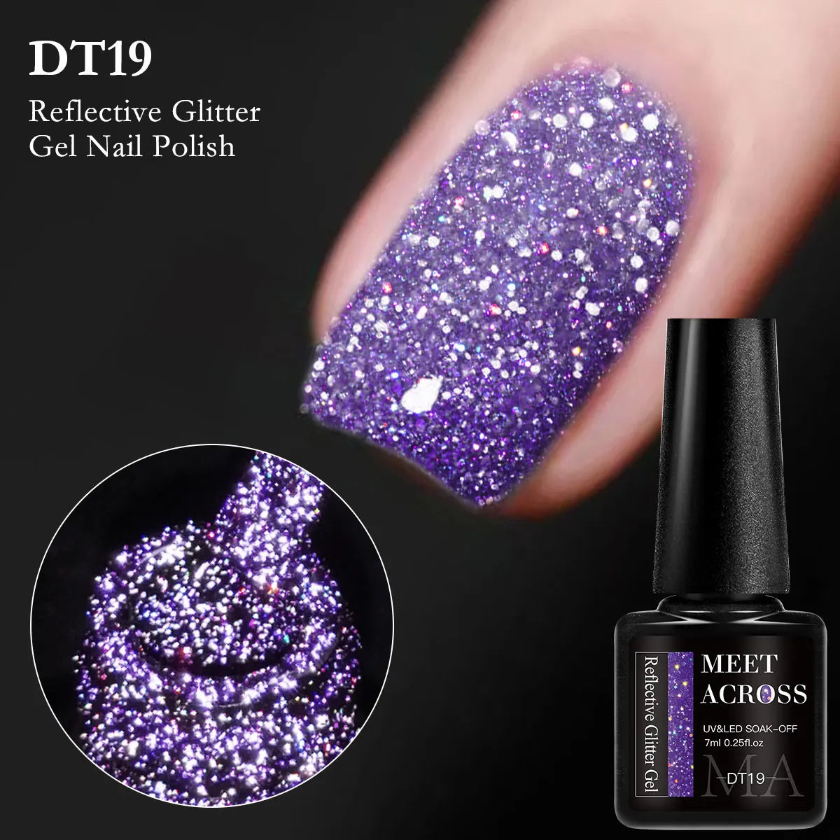 7ml Reflective Glitter Gel Nail Polish Semi Permanent Soaking Nail Art Varnish Alcohol-Free Salon Quality Manicure DIY Design