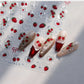 Lovely Red Fruit Strawberry Cherry Bowknot Love Heart Star Silk Ribbon 5D Nail Art Stickers Chic Self Adhesive Manicure Decal