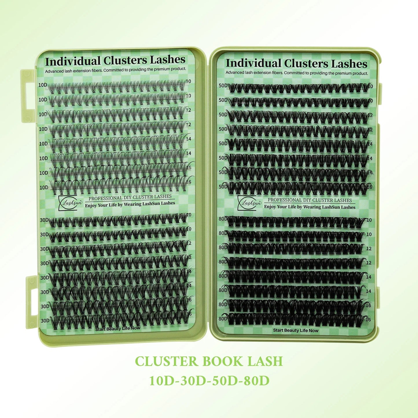 LASHSUN Lash Clusters book DIY Eyelash Extensions Clusters Lashes book D Curl LASH Mega Volume Individual Lashes Eyelash Cluster