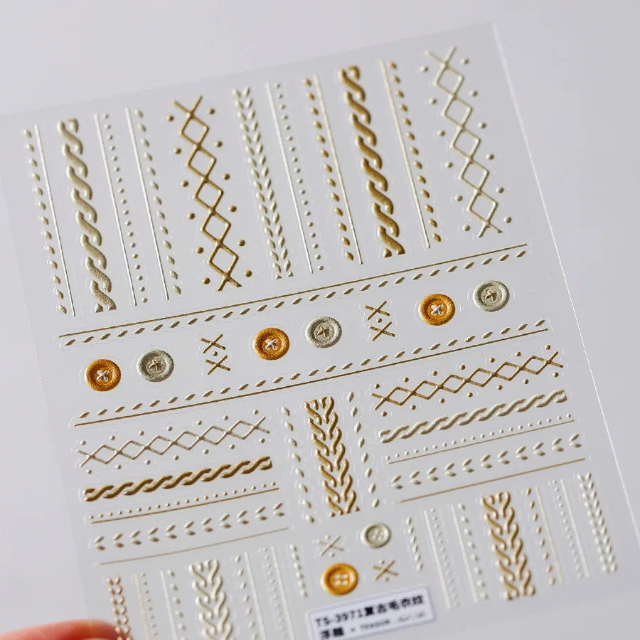 1pcs White 5D Pearl Lace Wave Lines Nail Art Stickers Elegant Exquisite Nail Decoration Decals DIY Self Adhesive Transfer Slider