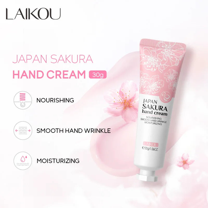 LAIKOU Sakura Hand Cream Whitening Wrinkle Removal Anti-crack Moisturizing  Greasiness Intensive Repair Hand Gream 30g