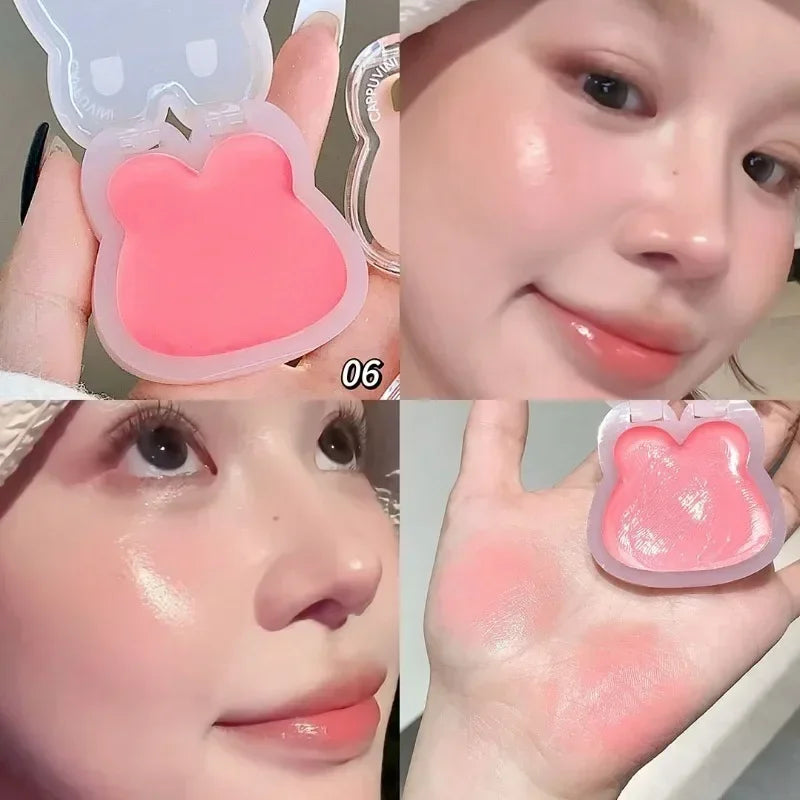 Water Light Cream Blush Matte Multi-purpose Highlight Cream Cute Rabbit Shape Blusher Pink Purple Cheek Tint Makeup Rouge Cream