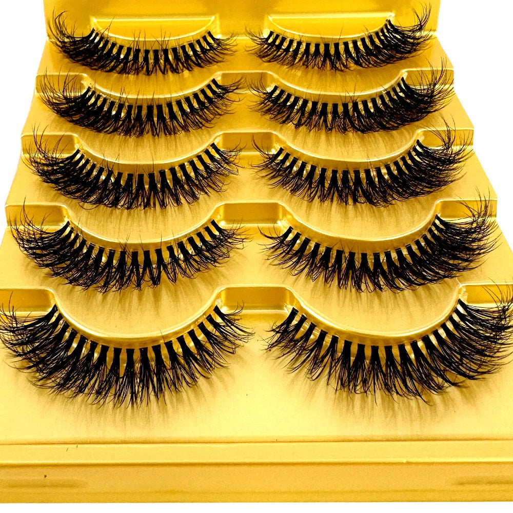 5pairs Mink Eyelashes Invisible Band Lash Extension Natural False Eyelashes Cross Cluster Fairy 3D Faux Big Eye Long Fake Lashes