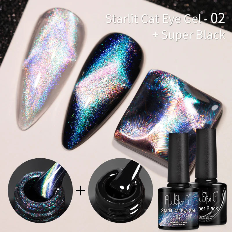AWStorG 7.5ml Starlit Cat Magnetic Gel Nail Polish Must need Black Gel-Polaris Light Soak Off UV Gel Varnis Semi Permanent DIY