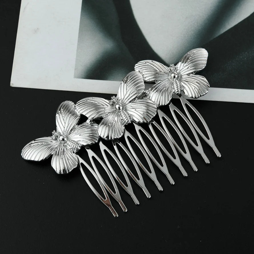 Metal Butterfly Hair Comb For Women Vintage Bridal Hair Clips Pins Bride Hairstyle Fashion Wedding Hair Accessories