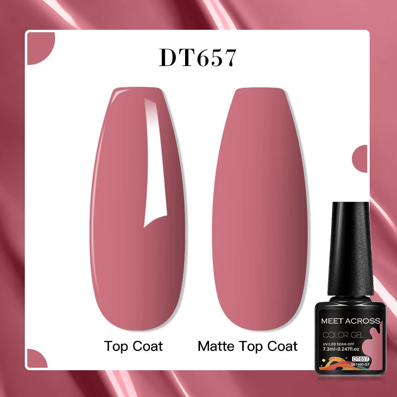 MEET ACROSS 160 Colors 7.3ml Gel Nail Polish Vernis Glitter Sparkly Semi Permanent Soak Off LED UV Gel Varnish Nail Art Manicure
