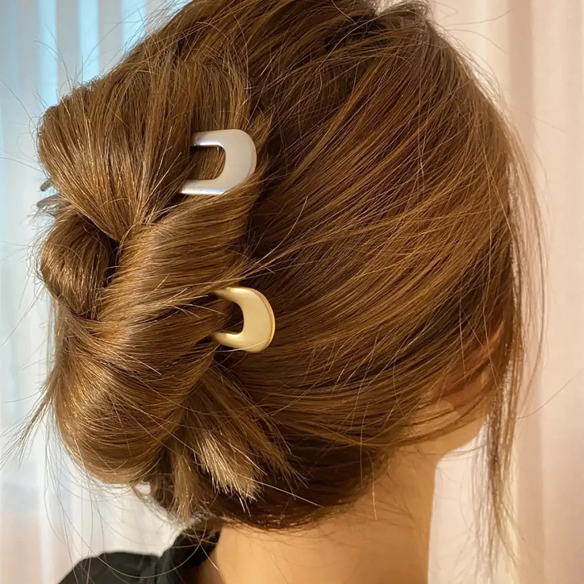 Metal U Shape Hairpins Simple Hair Sticks Women Girls Silver Gold Shell Enamel Hairpin Alloy Hair Clip Headwear Hair Accessories