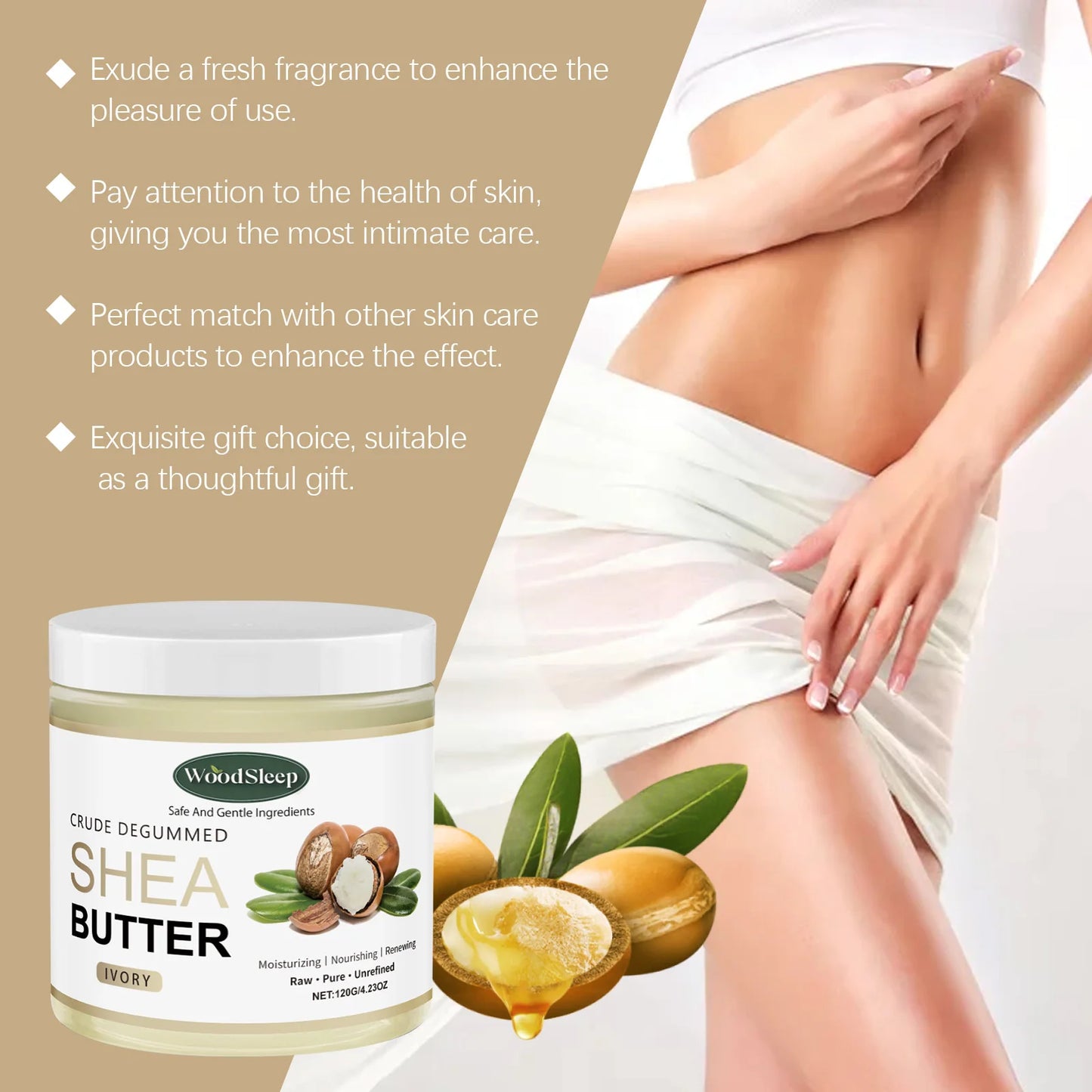 Natural Shea Butter Organic Removes Dry Skin on the Legs Arm Buttocks Deep Hydration Moisturizing Skin Crack Remover Moisturizer