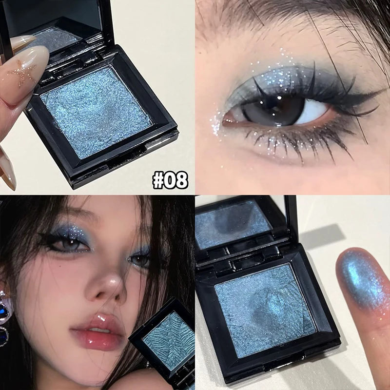Monochrome Eyeshadow Palette Chrome Blue Pearl Glitter Highgloss Brightening Lasting Waterproof Metallic Luxury Eyeshadow Makeup