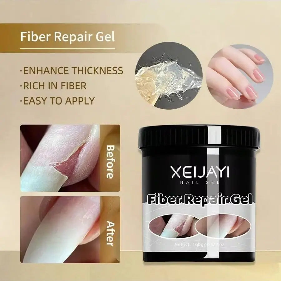 XEIJAYI 1Pc 100g Fiber Nail Repair Gel For Broken Nails, Transparent Nail repair Gel, Gel Nail Strengthener For Thin Nails