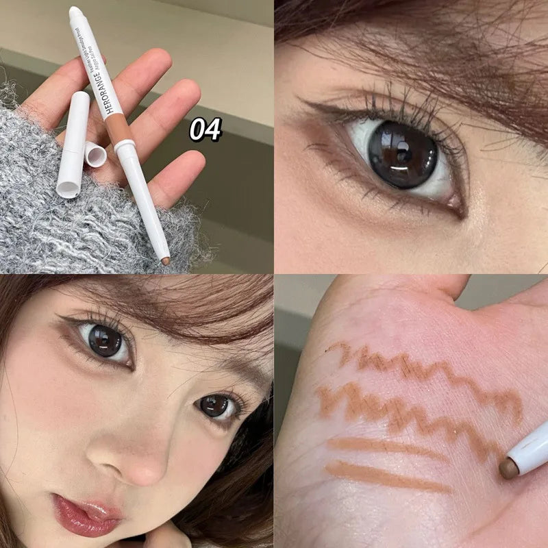 Double-ended Waterproof Eyeliner Gel Pencil Matte Shimmer Aegyo-sal Pen Black Lasting Not Blooming Quick Drying Eye Liner Makeup
