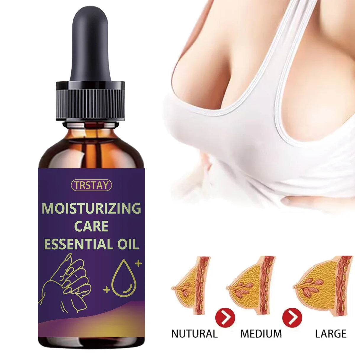 Breast massage essential oil increases muscle size, lifts and tightens, bio oil