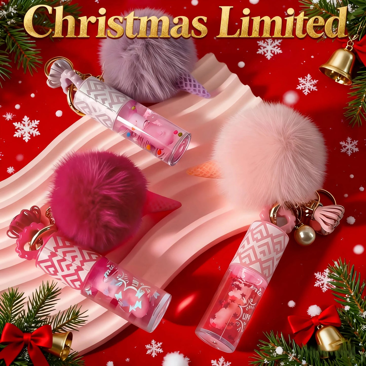 Three Colors Randomly Sent Moisturizing Lip Gloss Lip Oil: Light and Comfortable, Long - Lasting, Makeup Mirror Effect Christmas