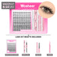 WOSHEER Eyelash Clusters Kit Thick Individual Lashes Lash Bond And Seal And Remover Faux Mink Lashes Eyelash Extension DIY